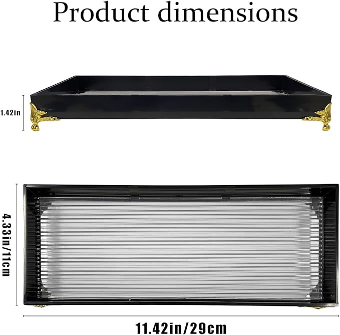 Small Bathroom Vanity Tray for Countertop,Acrylic Soap Organizer Tray for Home Decoration,Jewelry Organizer (11.7''x4.2''x1.1'')