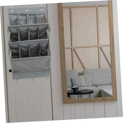 Multi Layer Hanging Storage Pouch for Door Back Oxford Cloth Multi Function Organizer with Compartments Large Capacity Closet Bag for Shoes Accessories Items Tear Resistant Gray