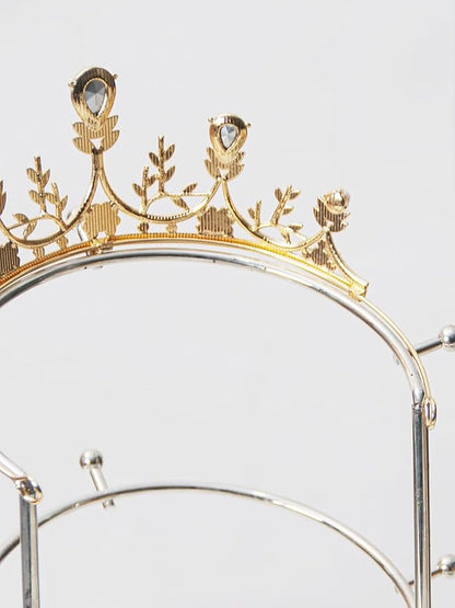 Byken 4 Tier Crown Holder,Tiara Organizer,.Golden Bridal Headdress Display Stand for Selling,Headband Ear Crown Storage Tower,Jewelry Holder for Girls Wedding Home Shop Store (Silver)