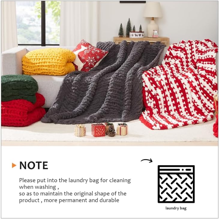L'AGRATY Chunky Knit Throw Blanket for Couch, 50'' x 60'' Knit Throw, Brown - Image 7