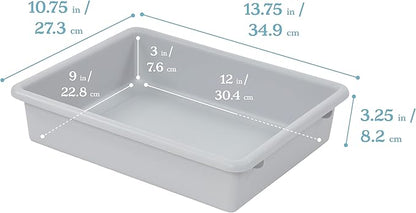 ECR4Kids Letter Size Plastic Tray Organizer with Lids, Small, Storage Bins, Light Grey, 10-Piece