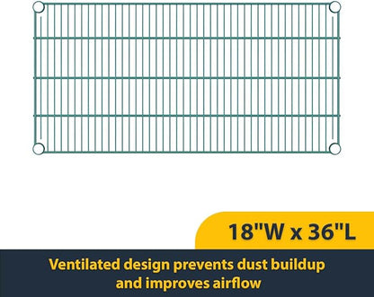 2 Pack Green Additional Wire Shelf for 18" x 36" Shelving Units, Replacement Shelves for Wire Rack