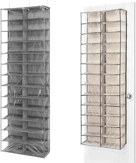Whitmor Over The Door Shoe Shelves - 26 Sections - Crosshatch Gray Over the Door Shoe Shelves