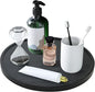 Black Wooden Bathroom Vanity Counter Tray Decor Round Perfume Dresser Trays Kitchen Sink Soap Dish Dispenser Holder Large Wood Lazy Susan Turntable for Table Rotating Bathroom Organizer Accessories