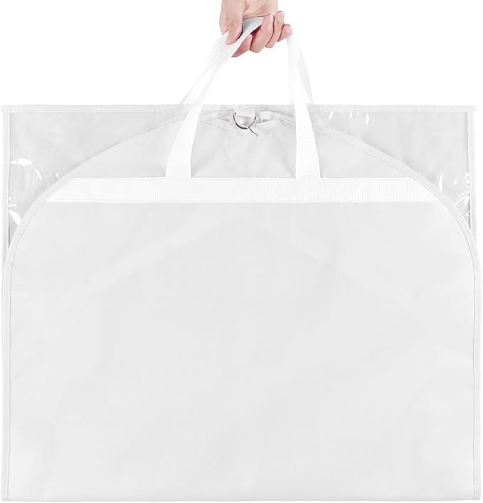 KEEGH CLear Garment Bags for Dance Costumes 40 inch Dance Garment Bags for Dancers Hanging Clothes for Closet Storage, with 4 Zipper Pockets for Dance Competitions, Ballet, Theatre, 2 Pack, White