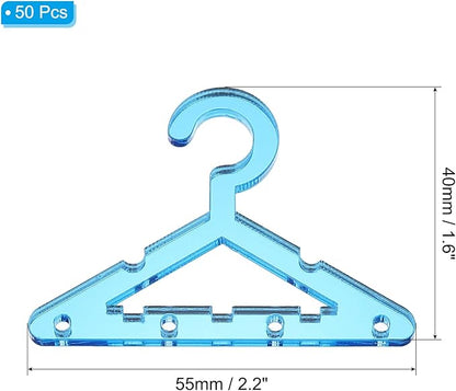 PATIKIL 50pcs Clothes Hanger Earring Holder, Mini Acrylic Coat Hangers Earring Hangers Hanger Rack for Earring Holder Organizer Stand Studs, Blue