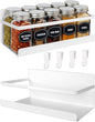 Magnetic Spice Rack for Refrigerator, 2 Pack Magnetic Shelf Fridge Organizer for Spice Jars, Magnet Shelves Seasoning Spice Holder with 4 Hooks for Kitchen White Board Pantry Organizers and Storage