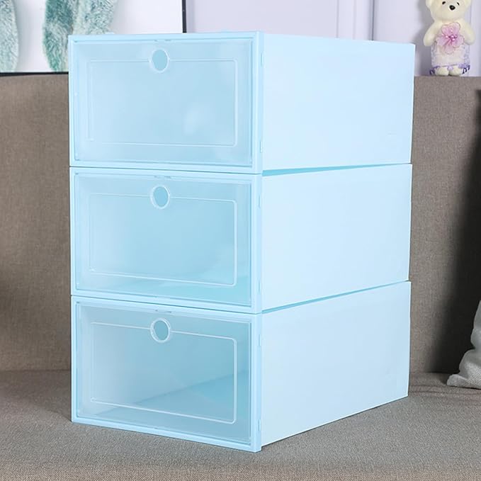 6pcs Shoes Case Window Design Stackable Cardboard Storage Boxes Easy to Find Your Shoes Keep Home Tidy