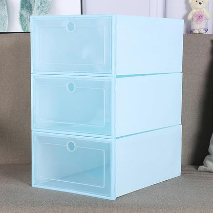 6pcs Shoes Case Window Design Stackable Cardboard Storage Boxes Easy to Find Your Shoes Keep Home Tidy