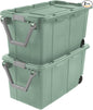 Extra Large Storage Bin, 40 Gallon Wheeled Plastic Storage Container with Handle, Green, Pack of 2 (GREEN)
