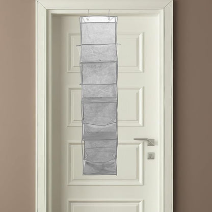 FAVOMOTO The Door Hanging Organizer Bag 4-compartment Gray Non-punch Storage Pouch Multi-layer Shoe and Accessories Holder for Home Bedroom