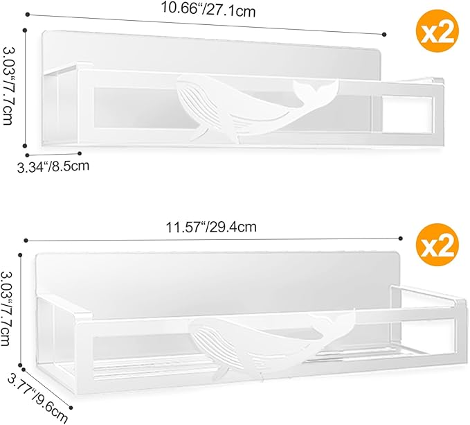 Magnetic Spice Rack for Refrigerator, 4-Pack Metal Seasoning Organizer for Kitchen Storage Organization, Space Saving Magnetic Shelf for Fridge, Pantry, Laundry Room, White
