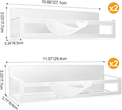 Magnetic Spice Rack for Refrigerator, 4-Pack Metal Seasoning Organizer for Kitchen Storage Organization, Space Saving Magnetic Shelf for Fridge, Pantry, Laundry Room, White
