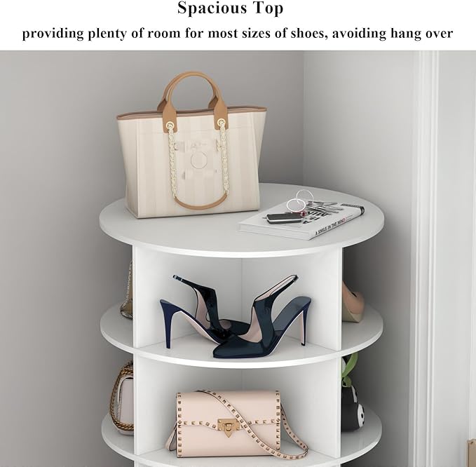 Gyfimoie Rotating Shoe Rack, 6-Tier Spinning Shoe Tower, Free Standing 360°Revolving Shoe Storage Organizer Lazy Susan Shoe Rack for Entryway Living Room Hallway