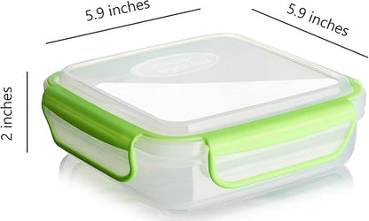 Snap Fresh - 4 Pack of Fun Size Leakproof Sandwich Containers - Reusable, BPA Free Sandwich Boxes. Airtight Seal. Also Great for Salads, Snacks, Fruit, Treats and Food Storage.