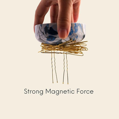 Magnetic Bobby Pin Holder, 2-in-1 Design Bobby Pins Collector and Storage, Hair Accessories Organizer, Magnetic Paper Clip Holder, Blue Flower