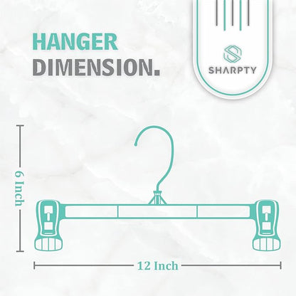 Sharpty Pant & Skirt Hangers - Closet Hangers for Shorts, Shirts, Jeans, Dresses, Slacks, Coats, Clothes, Clothing, Garments & More - Durable, Space Saving & Non-Slip, Black - 10 Pack
