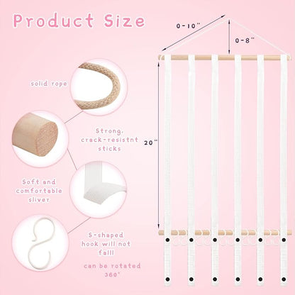 OAOLEER Hair Bow Holder Organizer for Girls，Hair Clips Headband Organizer Storage Wall Hanging Home Decor for Girls Room (1Pcs White 20Inch)