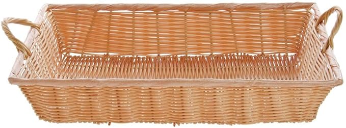 HUBERT Natural Color Wicker Basket Rectangular With Handles - 18"L x 12"W x 3 1/2"H