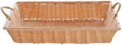 HUBERT Natural Color Wicker Basket Rectangular With Handles - 18"L x 12"W x 3 1/2"H