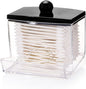 Tbestmax 10oz Qtip Holder Dispenser Big Clear Bathroom Organizer Accessories Decor for Storage-Qtips Cotton Ball Holder Apothecary Jars, Cotton Swabs, Floss Container - Black Lid