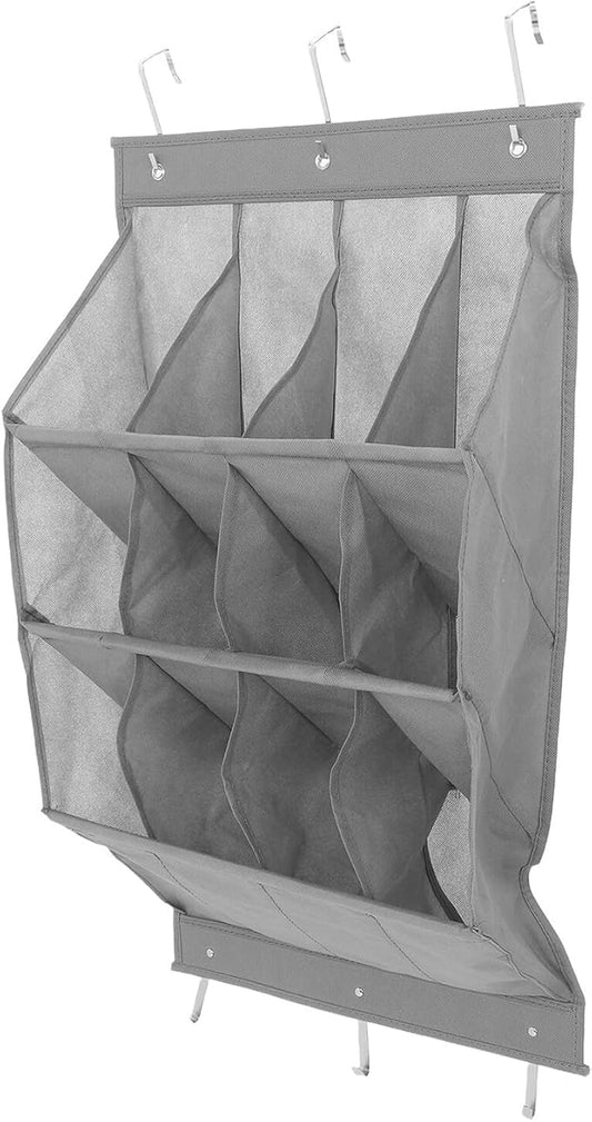 GLEAVI Foldable Over-the-door Shoe Organizer 12-grid Hanging Shoe Rack Breathable Mesh Storage for Apartment Closet Narrow Door Holder