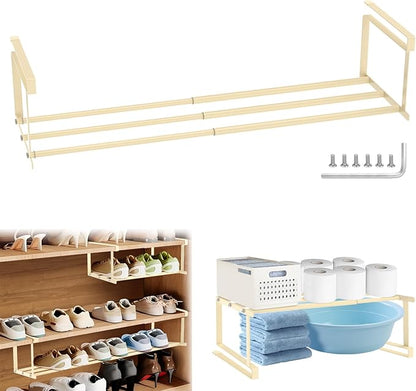 Shoe Storage Rack Retractable, Space Saving Hanging Shoe Organizer Shelves, Expandable Hanging Shoe Rack Organizer for Pantry, Laundry Room, Desk, Cabinet, Bookshelf