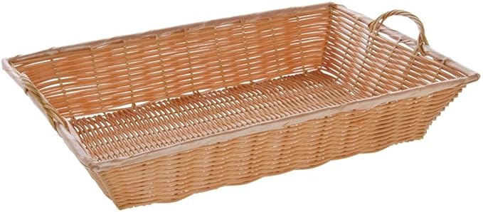 HUBERT Natural Color Wicker Basket Rectangular With Handles - 20"L x 13 1/2"W x 4"H