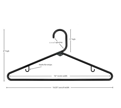 NAHANCO Plastic Tubular Hangers - 16 1/4" Black (Pack of 144)