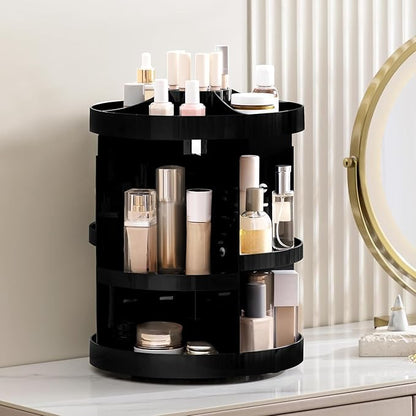 HBlife Extra Large 360 Rotating Makeup Organizer Adjustable Carousel Large Capacity Revolving Perfume Organizer Skincare Organizers Cosmetic Storage Spinning Holder for Vanity, Black