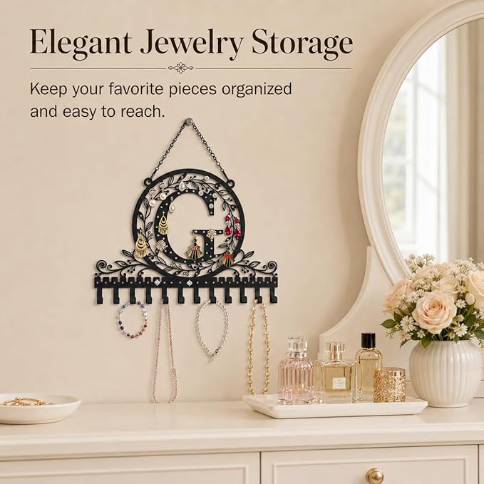 Wall-Mounted Metal Earring Holder Hanging Jewelry Organizer for Earrings and Necklaces Space-Saving Wall Display with Hooks for Jewelry Storage (jewelry stand G)
