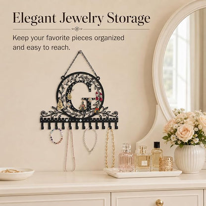 Wall-Mounted Metal Earring Holder Hanging Jewelry Organizer for Earrings and Necklaces Space-Saving Wall Display with Hooks for Jewelry Storage (jewelry stand G)