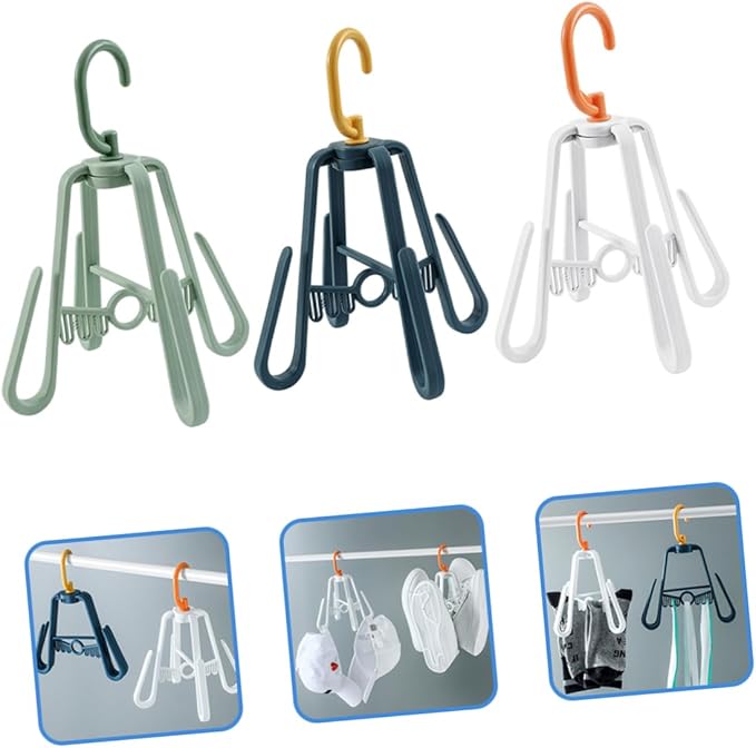 Garneck 3pcs Foldable Hanging Shoe Rack Multi-functional Drying Storage Organizer for Sandals Slippers and Shoes Space-saving Design Multi-hook for Quick Drying and Efficient Storage