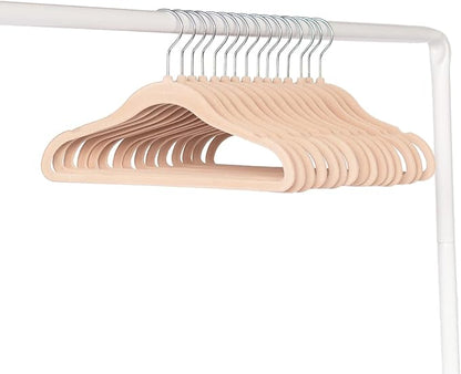 3 Sprouts Velvet Baby Hangers - Non-Slip Hangers for Infant and Toddler Clothes - Slim Space-Saving Design with Nordic Colors for Nursery - 30 Pack - Hazelnut