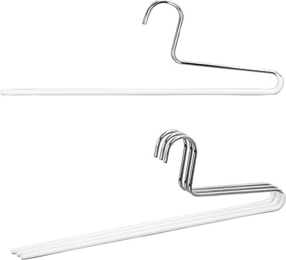 Mawa by Reston Lloyd Trouser Series Non-Slip Space-Saving Clothes Hanger with Single Rod for Pants, Style KH/1, Set of 4, White