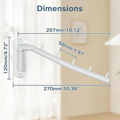 Alise Swing Clothes Hanger Rack,Garment Racks Wall Mount Clothes Bar-Hanger Holder Hooks Heavy Duty Folding Drying Rack Space Saving Clothing Hanging System Closet Storage Organizer,White