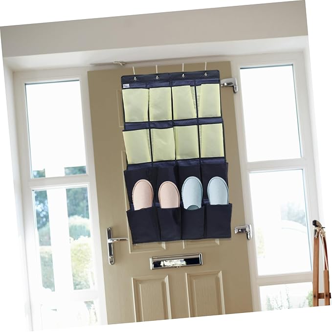 Healifty Closet Door Shoe Bag Hanging Storage Pouch Slots over The Door Organizer Oxford
