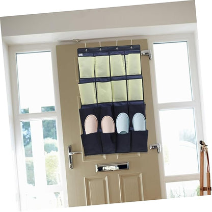 Healifty Closet Door Shoe Bag Hanging Storage Pouch Slots over The Door Organizer Oxford