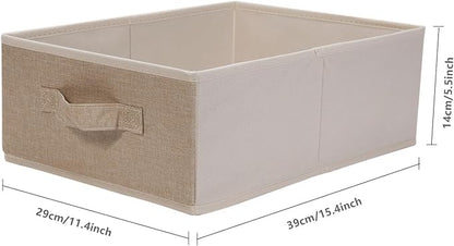 Clothings Collapsible Storage Bins, Foldable Organizers and Storage Baskets Cube Storage Bin for Bedroom Living Room (4 Pack, Beige, 15.4x11.4x5.5inch)
