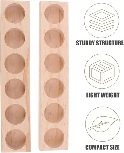 EXCEART Essential Oil Display Stand 6 Slots Organizer Rack Wooden Shelf Compact Storage Holder for Essential Oil Bottles Perfume Nail Polish Desktop