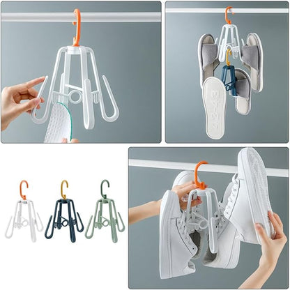 VOSAREA Windproof Hanging Shoe Organizer Hooks 3pcs Set Nordic Color Balcony Shoe Drying Rack 4 Hooks for Home and Insole Clip