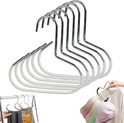 Durable Steel Hangers: Maximize Closet Space with Versatile Storage, Multifunctional Stainless Steel Hat Hangers, Heavy Duty Space Saving Closet Organizer for Hats, Scarves, Belts (White,6PCS)