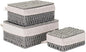 GIB Small Wicker Storage Baskets with Lids and Liner, Rectangular Paper Rope Woven Baskets for Organizing, Decorative Boxes Boho Decor for Shelves Table Desktop Makeup Organizer, Set of 3, Grey