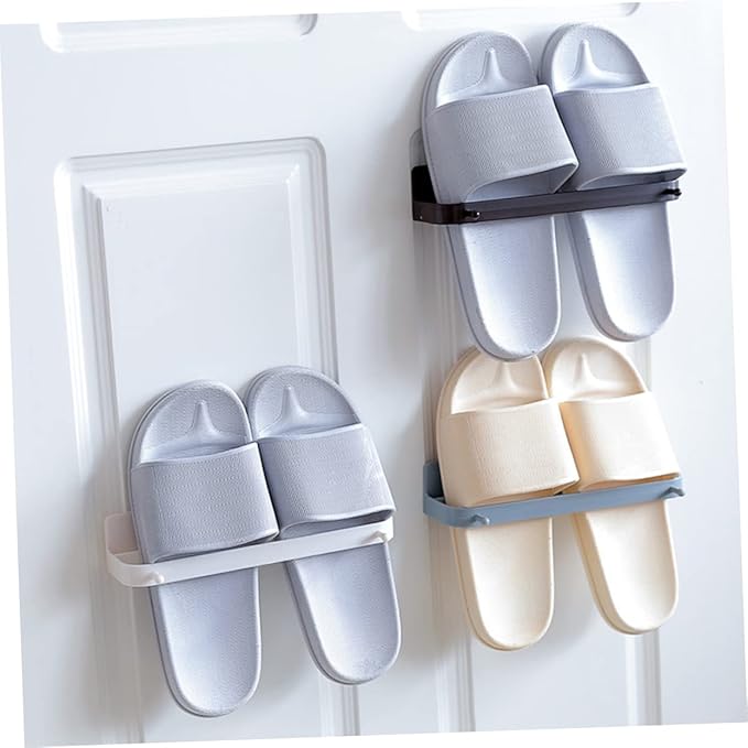 Luxshiny Wall Mounted Shoe Rack Sticky Holder Slippers Storage Organizer for Closet and Door Sturdy Plastic Hanging Shoe Hangers Space-Saving Design for Home Use Random Color