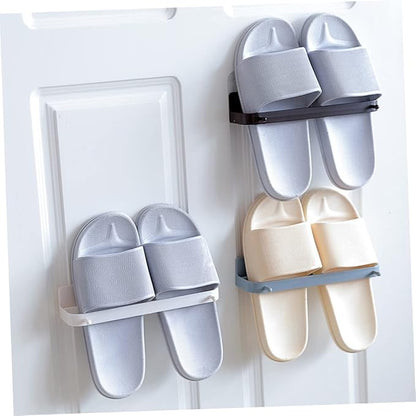 Luxshiny Wall Mounted Shoe Rack Sticky Holder Slippers Storage Organizer for Closet and Door Sturdy Plastic Hanging Shoe Hangers Space-Saving Design for Home Use Random Color