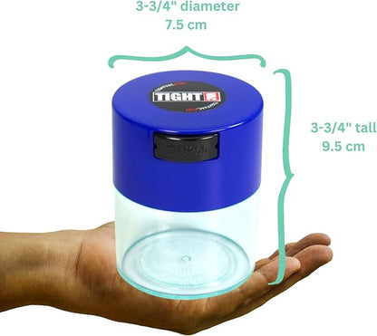 Tightvac - Premium Airtight Herb Storage Container - Holds ½ oz to 3 ounces - Keep Your Herbs and Dry Goods Fresh and Flavorful. Clear Blue