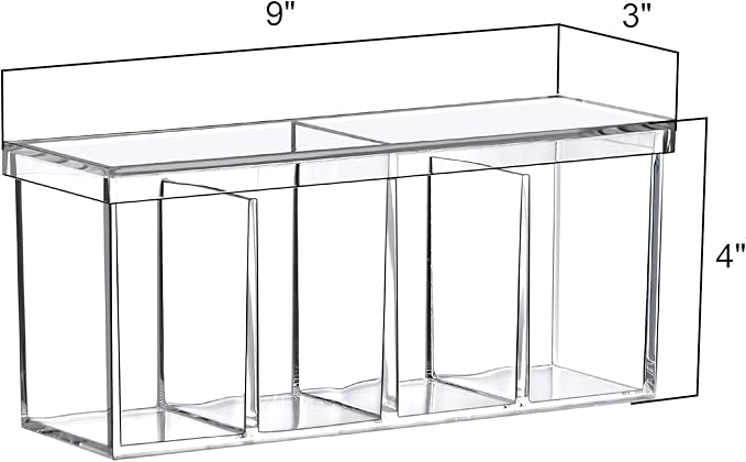 Amazing Abby - Qutie - Acrylic 4-Compartment Makeup Organizer with Lid, Clear Plastic Bathroom Vanity Organizer, Great for Cotton Balls, Cotton Swabs, Makeup Sponges, Lipsticks, and More