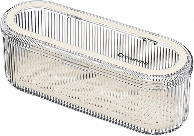 Silverware Organizer with Lid and Drainer, Covered Utensil Tray for Kitchen Drawer and Countertop, Clear Plastic Cutlery and Flatware Storage Box for Spoons Forks Knives Holder Case