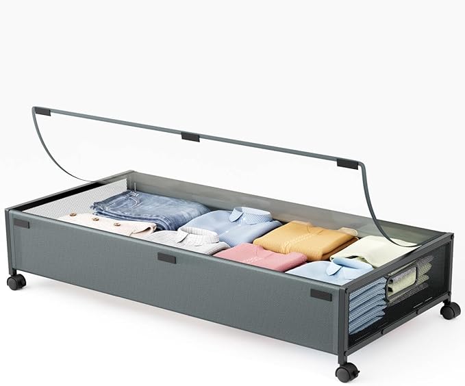 Under Bed Storage with Wheels，1 Pack Under Bed Storage Containers,Underbed Shoe Storage Bedroom