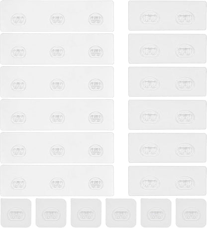 18 Pack Shower Caddy Adhesive Replacement, Shower Shelf Strong Adhesive Hooks, No Drilling, Transparent WaterProof Strips for Bathroom Shelves & Kitchen Racks